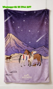 Hermes Starry Mountain Equestrian Family Flannel Throw Blanket IMG_5292